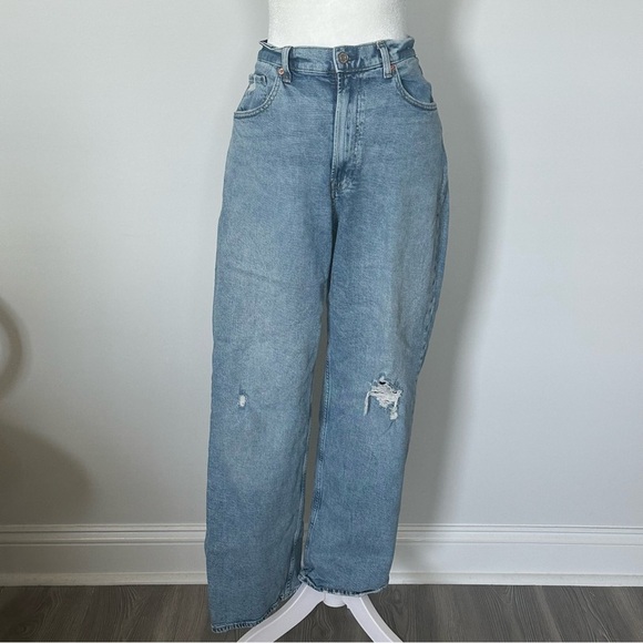 Gap 90s Loose Fit‎ High Rise Jeans Distressed Light Wash 31 - Picture 5 of 6